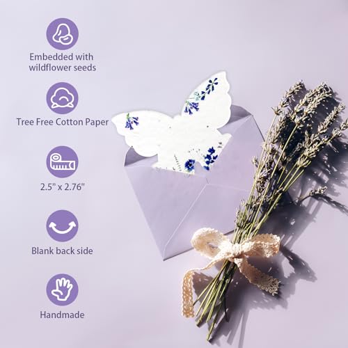 nulala 20Pack Butterfly Plantable Seed Paper Cards - Handmade Paper Card Embedded Wildflower Seeds - Eco-Friendly Cards for Wedding Favors, Gift Wrapping, Scrapbooking,Celebration of Life - size: P21