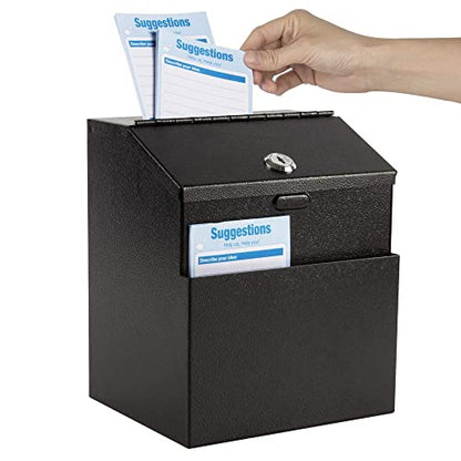 KYODOLED Suggestion Box with Slot and Lock, 50 Suggestion Cards, Black - color: Black-01, size: 8 x 5.7 x 7 Inch