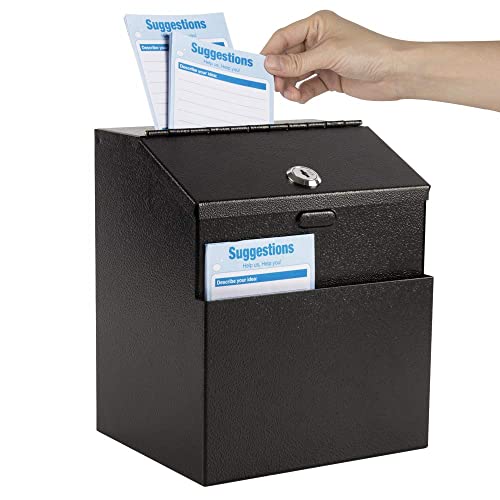 KYODOLED Suggestion Box with Slot and Lock, 50 Suggestion Cards, Black - color: Black-01, size: 8 x 5.7 x 7 Inch