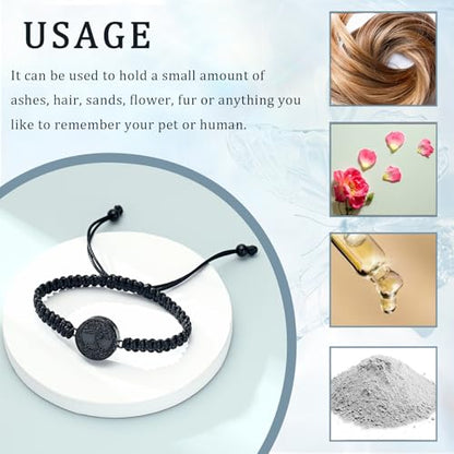 Imrsanl Tree of Life Urn Bracelet for Ashes for Women Men - color: Black