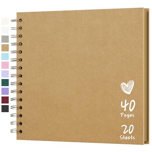 Scrapbook Photo Album 8"x8" 20 Sheets 40 Pages Hardcover Kraft Paper Khaki - color: Yellow, size: 8"x8" 20 Sheets