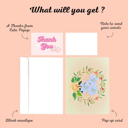 CUTE POPUP Sympathy Pop Up Card, 3D Dove and White Lily Condolence Card – Sorry for Your Loss, Thinking of You, Bereavement Card for Loss of Loved One – Premium 6x8 Inch, Envelope Included - color: Lily
