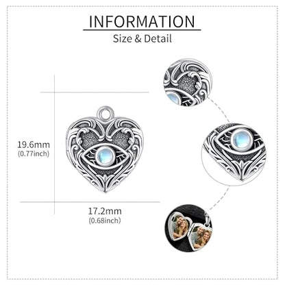 Personalized Heart Locket Necklace 925 Sterling Silver That Holds Pictures Photo Keep Someone Near to You Custom Lockets Necklaces Letters Engraving for His Her - style: Evil Eye locket only