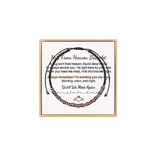 Hug from Heaven Morse Code Bracelet - Until We Meet Again, Black Hematite Beads for Men and Women - color: Hug from Heaven Bracelet