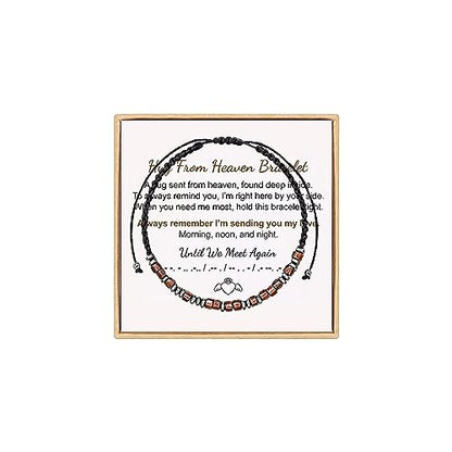 Hug from Heaven Morse Code Bracelet - Until We Meet Again, Black Hematite Beads for Men and Women - color: Hug from Heaven Bracelet
