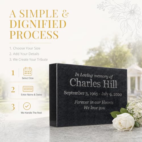 PlaqueMaker Grave Markers for Cemetery Headstone Granite - size: 8 x 4 x 1"