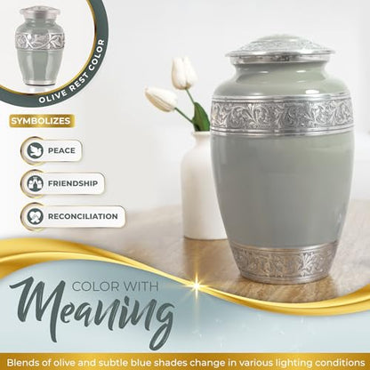 Stunning Cremation Urns for Human Ashes - Olive Rest Color (Set of 5) - size: 5 Piece Set