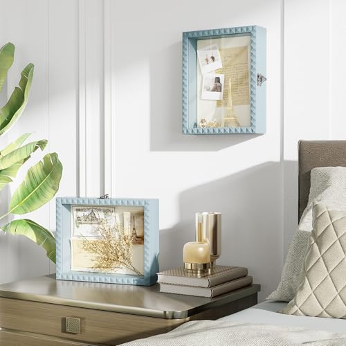 SZQINJI Shadow Box Frame 8x10 Deep Diamond Shape Memory Box, Blue - color: Blue, size: 8x10