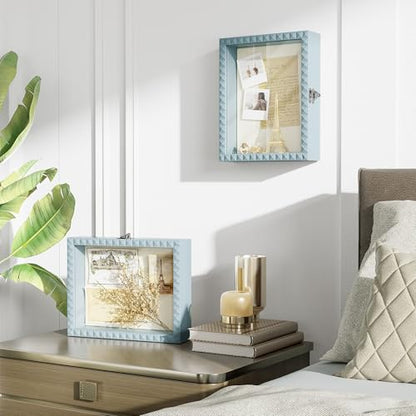 SZQINJI Shadow Box Frame 8x10 Deep Diamond Shape Memory Box, Blue - color: Blue, size: 8x10