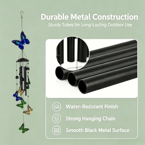 Wind Chimes for Outside, Butterfly Garden Windchimes Memorial Windchimes - color: Butterfly Wind Chimes