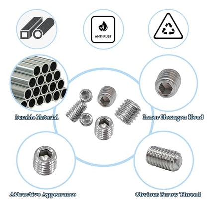 500pcs Set Screws, Grub Screw Set, Set Screws Assortment Kit M3 M4 M5 M6 M8 for Home Repair, Repair Furniture, Electronic Product, Install Door Lock, DIY, Bathroom Fixtures (Stainless Steel 12 Sizes) - size: 500pcs(Stainless Steel 12 Sizes)