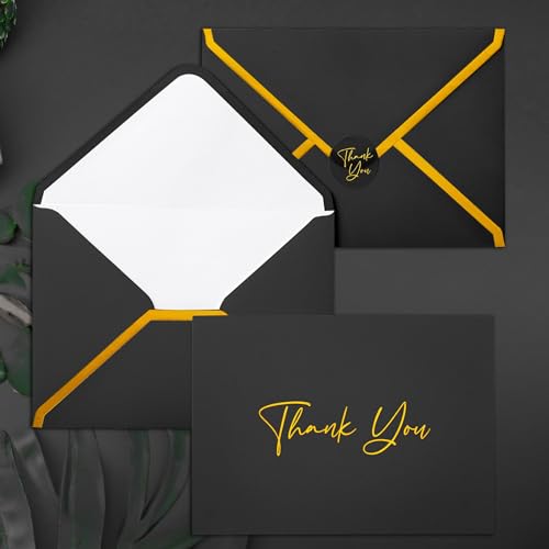 Mr. Pen- Blank Thank You Cards with Envelopes, 20 Pack, 4x6 | Gold Foil Thank You Notes with Envelopes, Black Wedding Thank You Cards Wedding, Thank You Note Cards, Fathers Day Gift - color: Black