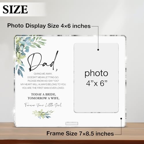 Father of the Bride Picture Frame, Father of the Bride Gifts From Daughter, Wedding Gift for Dad on Wedding Day Acrylic Photo Frames, Photo 4 x 6 Inches - color: D-Dad of the Bride