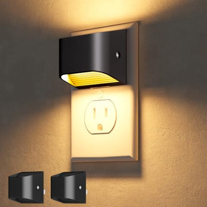 NIORSUN Night Lights Plug Into Wall, 2 Pack, 3000K, Auto On/Off, Black - color: Black, size: 2 Pack