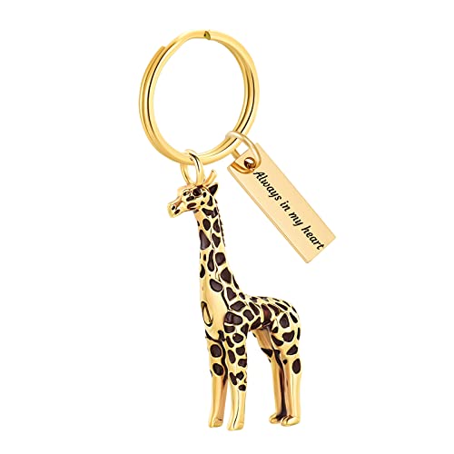Yinplsmemory Cremation Jewelry Animal Giraffe Urn Necklace for Ashes for Women/Men Keepsake Ashes Holder Urn Locket Pendant Necklace for Human/Pet Ashes - color: Gold keychain