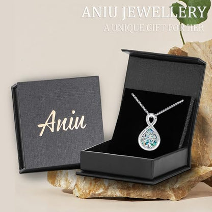 Aniu Sterling Silver Urn Necklace for Ashes Tree of Life Cremation Jewelry Cremation Jewelry for Human Pet Ashes Keepsake Memorial Ash Pendant for Women | 925 Silver Urn Necklace Ash Necklace for Human Ashes,20+2'' Chain Box Memorial Pendant Jewelry Gift