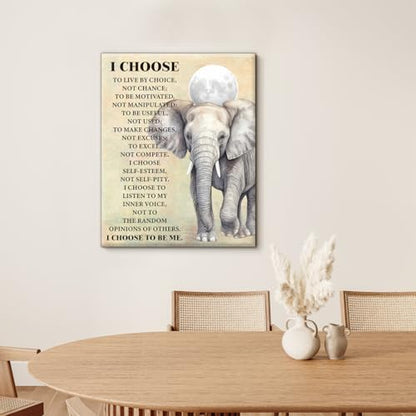 Inspirational Elephant Canvas Wall Art Motivational Quote Poster Wall Decor - color: Elephant
