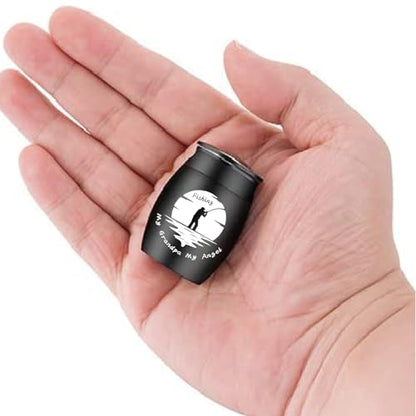 CREATCABIN Human Small Keepsake Urns for Human Ashes Mini Cremation Urns Stainless Steel Memorial Ashes Holder Share Urn Miniature Burial Funeral Jar 1.6 x 1.2Inch(Silver)-My Grandpa My Angel Fishing - style: My Grandpa My Angel Fishing