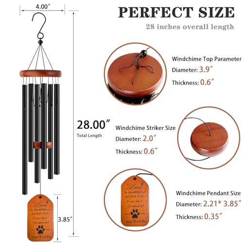 VENBEEL Dog Memorial Gifts, 28" Black Tombstone Dog Sympathy Wind Chime, Pet Memorial Pet Loss Remembrance Passing Away Gift - color: D-tombstone-black