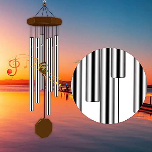 Wind Chimes for Outside, Wind Chimes Outdoor Deep Tone with 6 Tuned Tubes, Memorial Wind Chime for Garden, Patio and Home