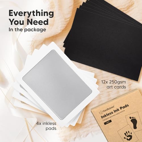 4pk Inkless Baby Hand and Footprint Kit, Mess Free Ink Pads (Gold/Silver, L) | Large Size, Newborn Keepsake, Dog Nose, Paw Print Kit, Clean Touch Ink Pads, Baby Handprints Footprints Kit, New Mom Gifts - color: Gold/Silver, size: 4-Pack, Large 3.1” x 4.9”