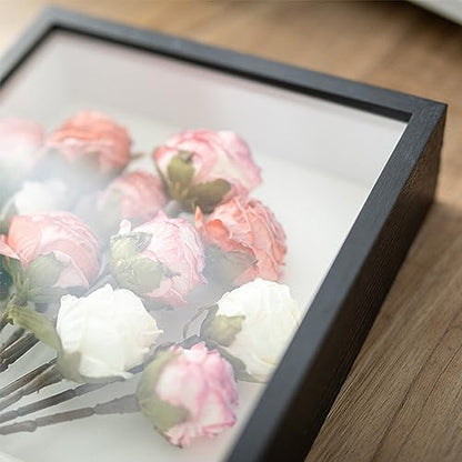 Shadow Box Frame 8x10 - 3 Pack Wood Deep Shadowbox with Glass - size: 8x10-3pcs-black