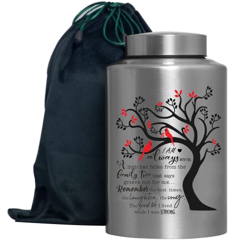 Cremation Urns for Human Ashes Adult Male Female Large Decorative Urn Cardinal Birds Urn up to 220lbs Memory Funeral Burial Urns for Human Ashes(Cardinals Red Leaves) - size: Cardinals Red Leaves
