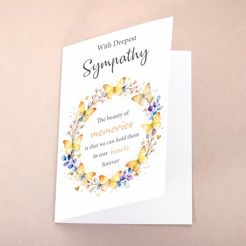 Sympathy Cards with Envelopes, Condolence Card, Heartfelt Condolence Greeting Card for Loss, Thinking of You Sympathy Cards Gifts for Loss of Loved One, Elegant Sorry for Your LossCard 8 x 5.3 Inch