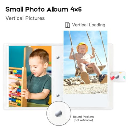 Ruibytree 2 Pack Mini Photo Albums 4x6 Pictures, 104 Photos Total, White - color: White
