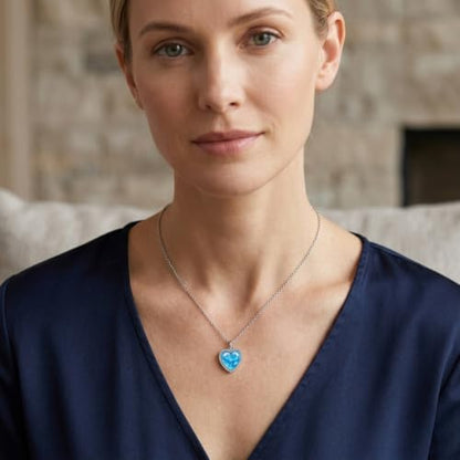 Urn Necklace for Ashes Blue opal Cremation Necklace Keepsake Memory Jewelry for Ashes of Loved Ones Keepsake - style: blue opal heart urn