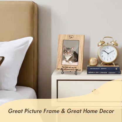 Pet Memorial Picture Frame 4x6 - You Have Left My Life But You Will Never Leave My Heart, Wooden Photo Frame With Stand Display Frame Desk Decor Home Decor Pet Memorial for Dog or Cat (Vertical) -10 - style: Never Leave My Heart