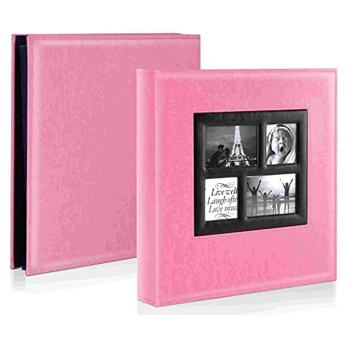 Ywlake Photo Album 4x6 500 Pockets Photos, Extra Large Capacity Family Wedding Picture Albums Holds 500 Horizontal and Vertical Photos Pink - color: Pink, size: 500 Pockets