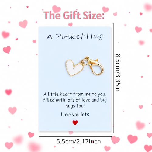 YOJO Pocket Hug Keychain, Love Keychain with Positive Affirmation Card, Emotional Support, Inspirational Gift - color: White