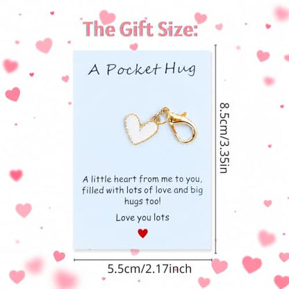 YOJO Pocket Hug Keychain, Love Keychain with Positive Affirmation Card, Emotional Support, Inspirational Gift - color: White
