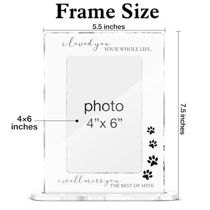 Memorial Pet Loss Picture Frame, Sympathy Bereavement Gifts for Loss of Cat Dog, in Memory of Pet Dog Cat Acrylic Picture Frames 4 x 6 Inch Photo - color: Bereavement Loss Pet