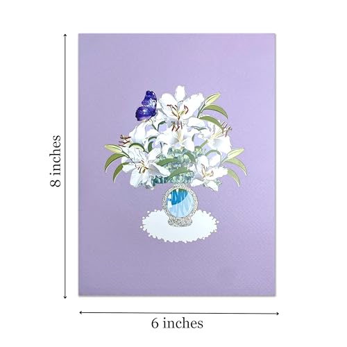 Paper With Deepest Sympathy Card, Lily Pop Up Card, Loss of Loved One, Pet, Mom, Dad, Child, Thinking Of You, Condolence, Bereavement, Grief, Greeting Card with Envelope (Lily) - color: Lily Sympathy