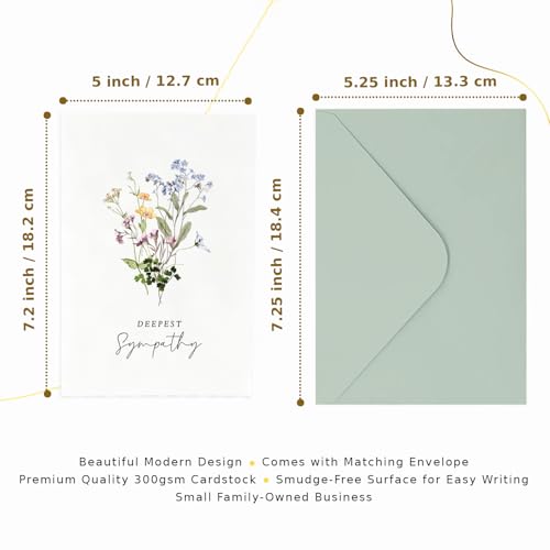 GardenCity Sympathy Card With Envelope, Deepest Sympathy - Our Thoughts and Prayers Are With You, Floral