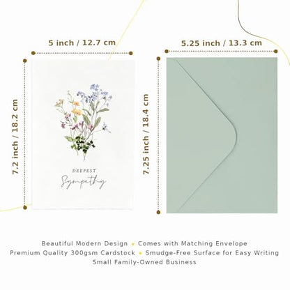 GardenCity Sympathy Card With Envelope, Deepest Sympathy - Our Thoughts and Prayers Are With You, Floral