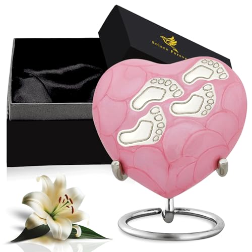 Baby Urns for Ashes Boy & Girl - Mini Urns for Baby Boy Ashes - Heart Shaped Keepsake Urn with Stand - Honor Your Loved One with Memorial Infant Urn (Pink, Small) - color: Pink