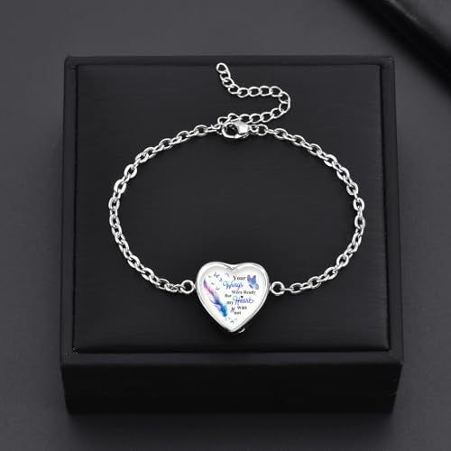 RIPFEVURN Wing Heart Cremation Jewelry Urn Bracelet for Ashes for Women Memorial Ashes Keepsake Link Bracelet - color: Silver