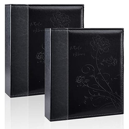 Photo Album 8x10 2 Packs Clear Pages Pockets Leathe Cover Slip Slide in Photo Album Each Holds 50 Vertical 8x10 Photos Picture Book for Wedding Family (Black) - color: Black, size: 50 Pockets/2PK
