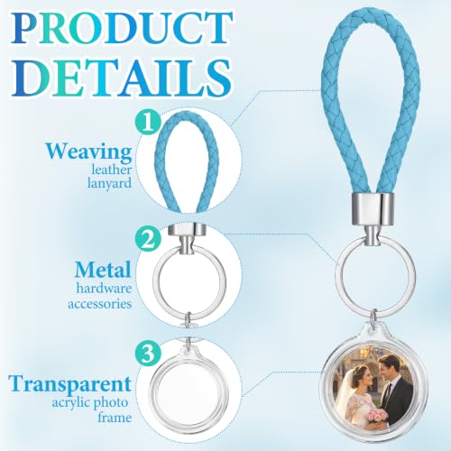 12 Pack Braid/Bow/Pearl Photo Frame Keychain Bulk | Braid/Bow/Pearl Keychain Bulk, Blank Photo Frame Keychain, DIY Charms Gift, Wedding Bridal Party Favor - style: Braid Leather