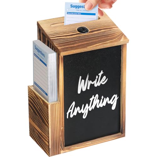 Uniclife Wood Suggestion Box, Donation Box with Key Lock - color: 6.8" L x 3.9" W x 9.9" H