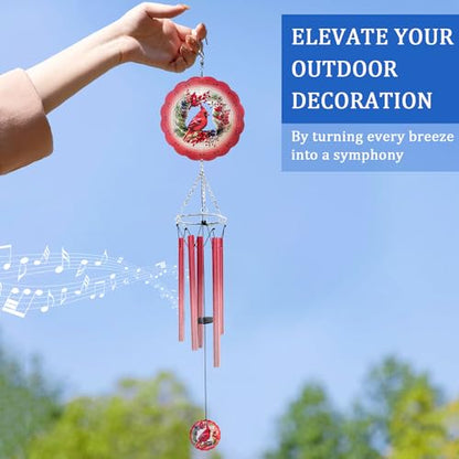 Wind Chimes for Outside with Cardinal Wind Spinner, Unique Gifts for Mom Grandma Women Birthday Christmas, Memorial Wind Chimes for Loss of Loved One, Red Bird Windchimes Outdoor Decor