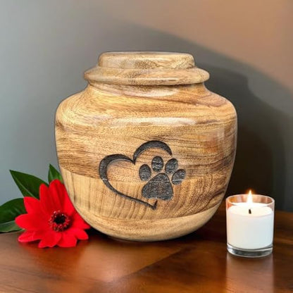 wooden Urn for Dog Wooden Pet urn Cremation Urn for pet Urns for Dogs Ashes Wooden Pet Urn Box Small wooden urn (Small (6"" Hx6 Diameter)(100Cu/In)), Natural - size: Small (6"Hx6"Diameter)(100Cu/In)