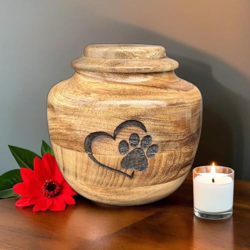 Wooden Urn for Dog Wooden Pet urn Cremation Urn for pet Urns for Dogs Ashes Wooden Pet Urn Box Small Wooden urn (Medium (7" Hx6 Diameter)(110Cu/In)) - size: Medium (7"Hx6"Diameter)(110Cu/In)