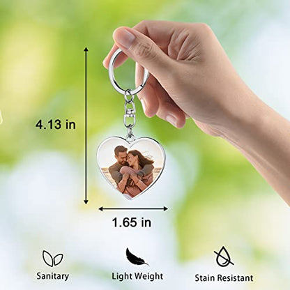 Double Sided Custom Keychain With Picture Alloy Color Printing Personalized Photo Keychain Customizable Text Gifts - color: A-heart