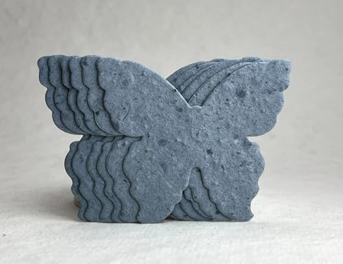 Bulk Seed Paper Butterfly Set of 100 with Recycled fibers and Petals 3 inch Wingspan (Blue 34s) - color: Blue 34s