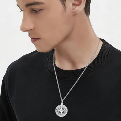 Aniu S925 Sterling Silver Urn Necklace Cremation Jewelry for Ashes - color: Compass - C