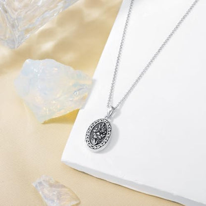 Birth Flower Photo Locket Necklace 925 Sterling Silver 12 Month Locket Necklace with Picture Birth Flower Photo Jewelry Gifts for Women Mother Mom Daughter - color: 05-May-lily, style: 1.no custom